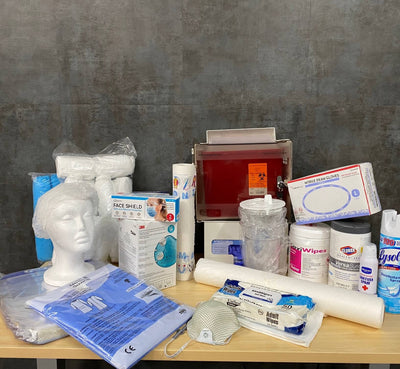 Medical Supplies: Exam Table Paper, Masks, Gloves, Light Bulbs