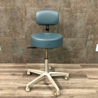 Pedigo Stool, Gas Cylinder, 5-Caster Aluminum Base, W/Back (New) - Pedigo -Angelus Medical