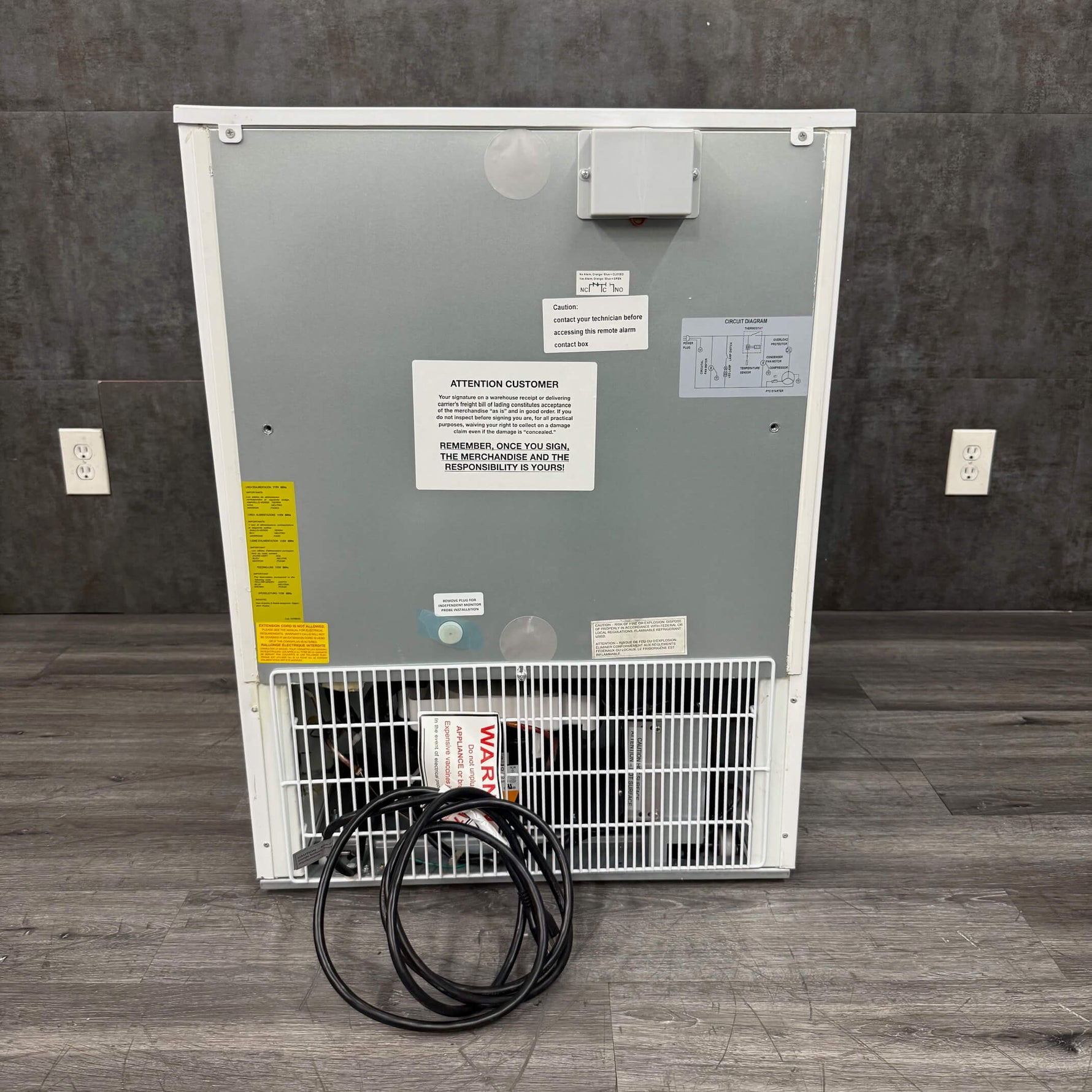 New ABS PH-ABT-HC-UCBI-0404G-ADA-DJA Refrigerator - view of the back - Angelus Medical