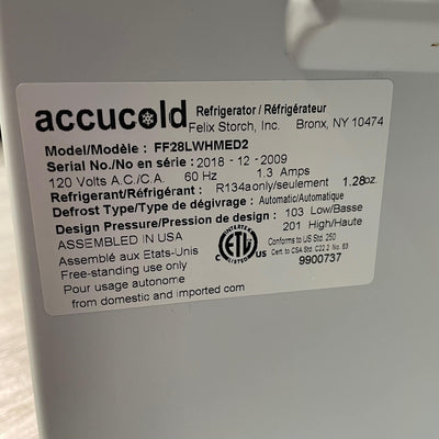 Accucold FF28LWHMED2 Refrigerator