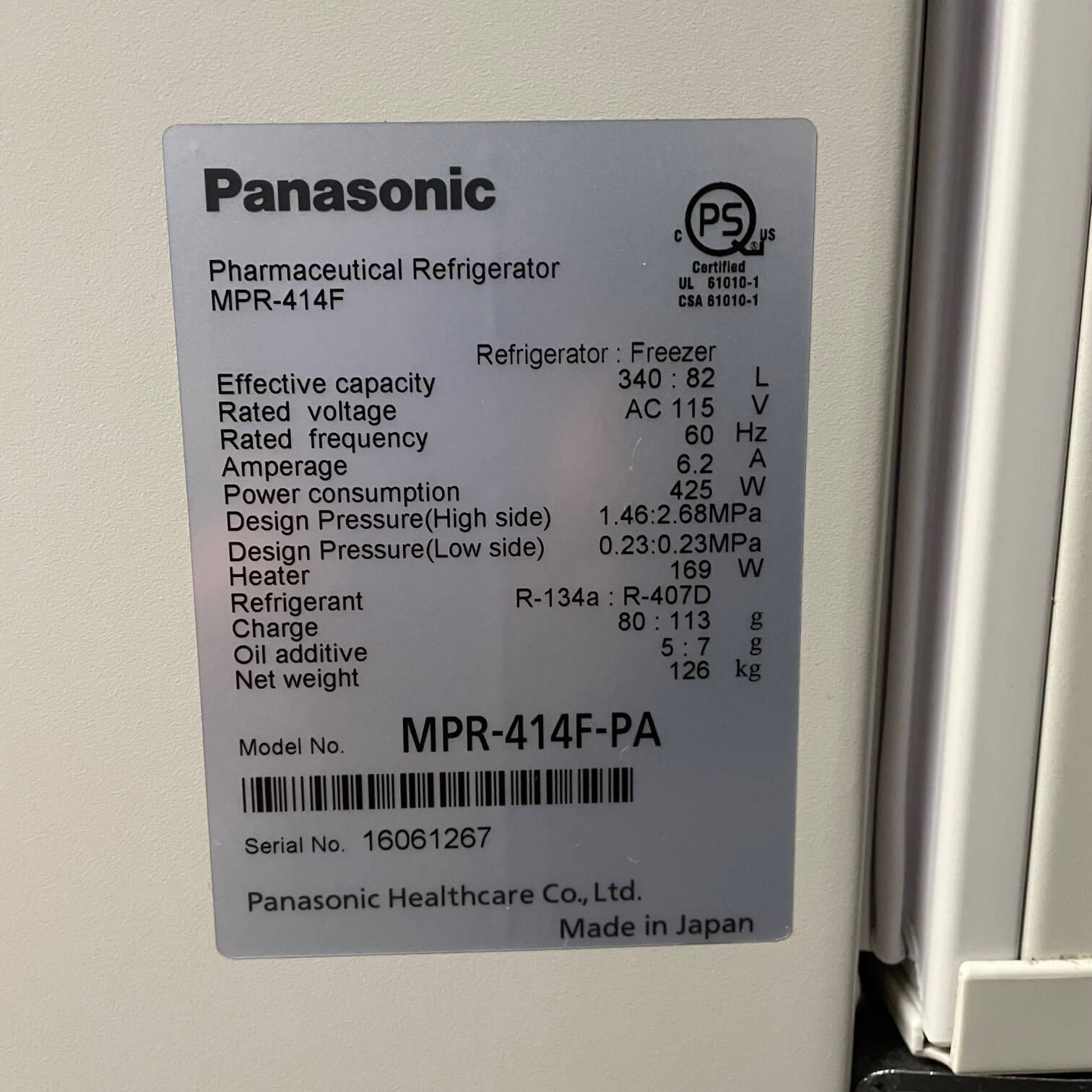 Panasonic Pharmaceutical PHCBi 12 Cu Ft Refrigerator Freezer Combo