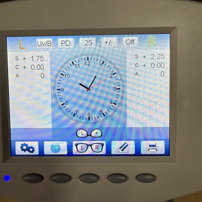 Ray Vision Auto Lens Meter showing the touch screen available in California