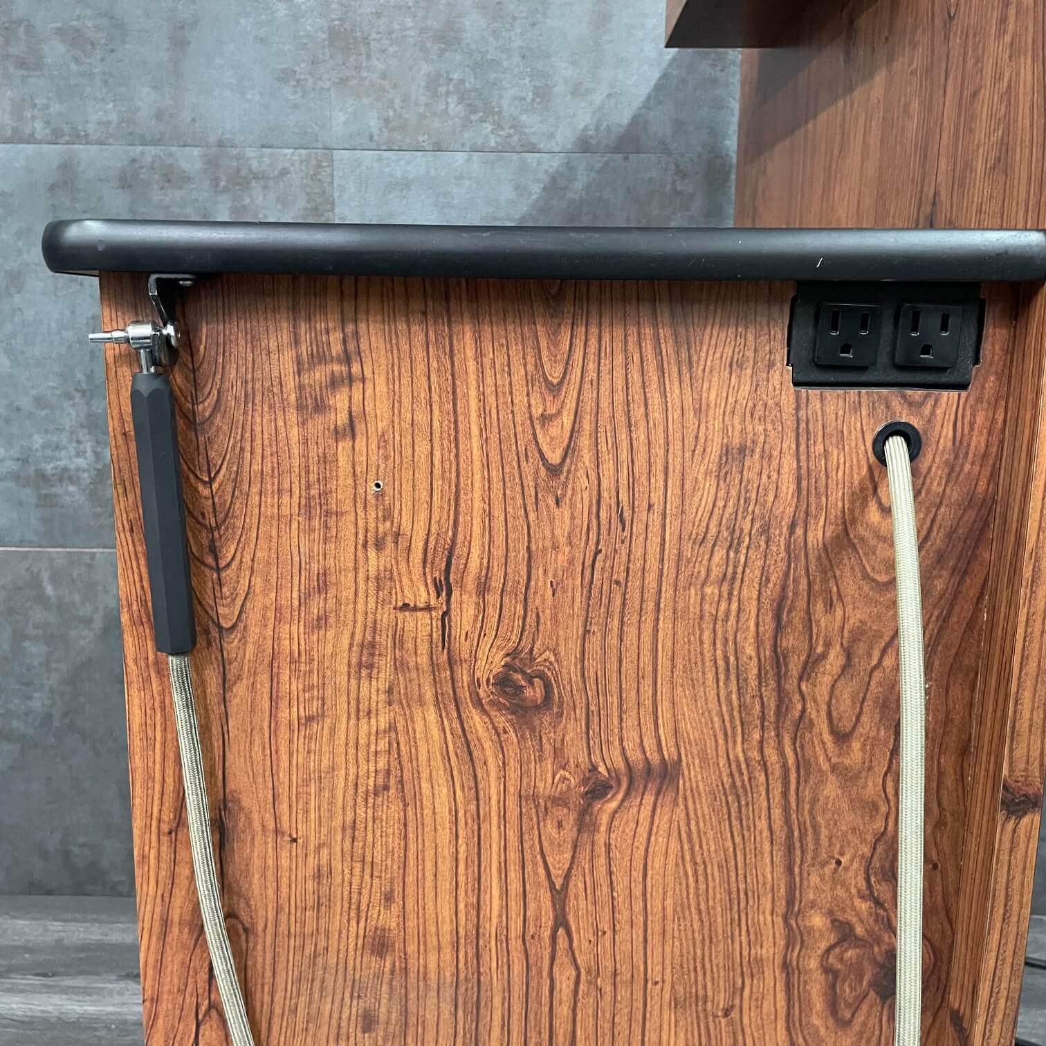 Reliance 8400 ENT Cabinet - View from the side showing the power outlets and attachments - Angelus Medical