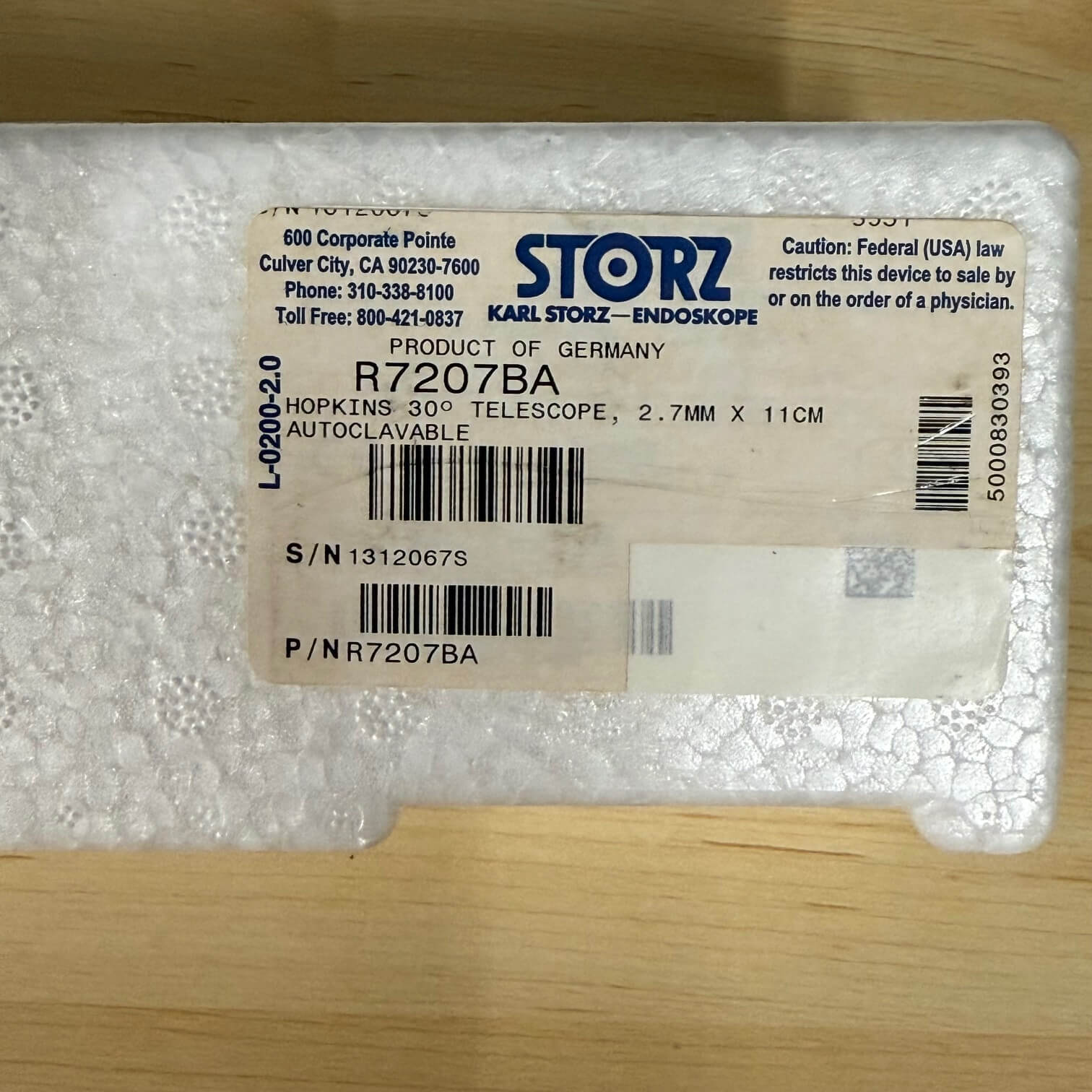Storz R7207BA Hopkins Telescope Endoscope