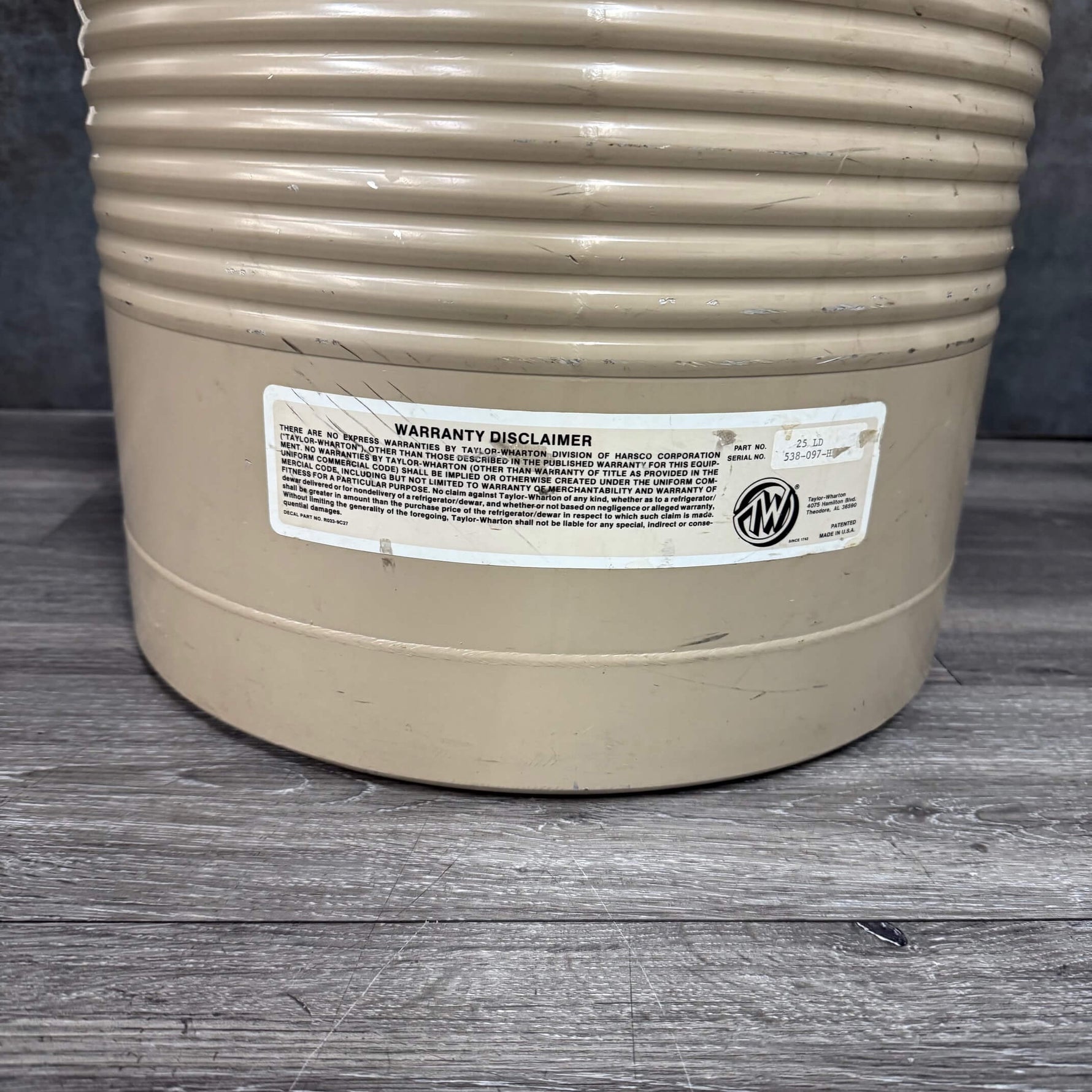 Taylor Wharton Liquid Nitrogen Tank