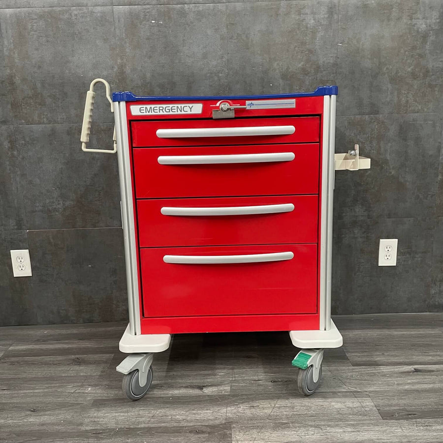 Refurbished Waterloo Healthcare Medline Crash Cart with multiple storage drawers for hospital emergency response for sale near me 