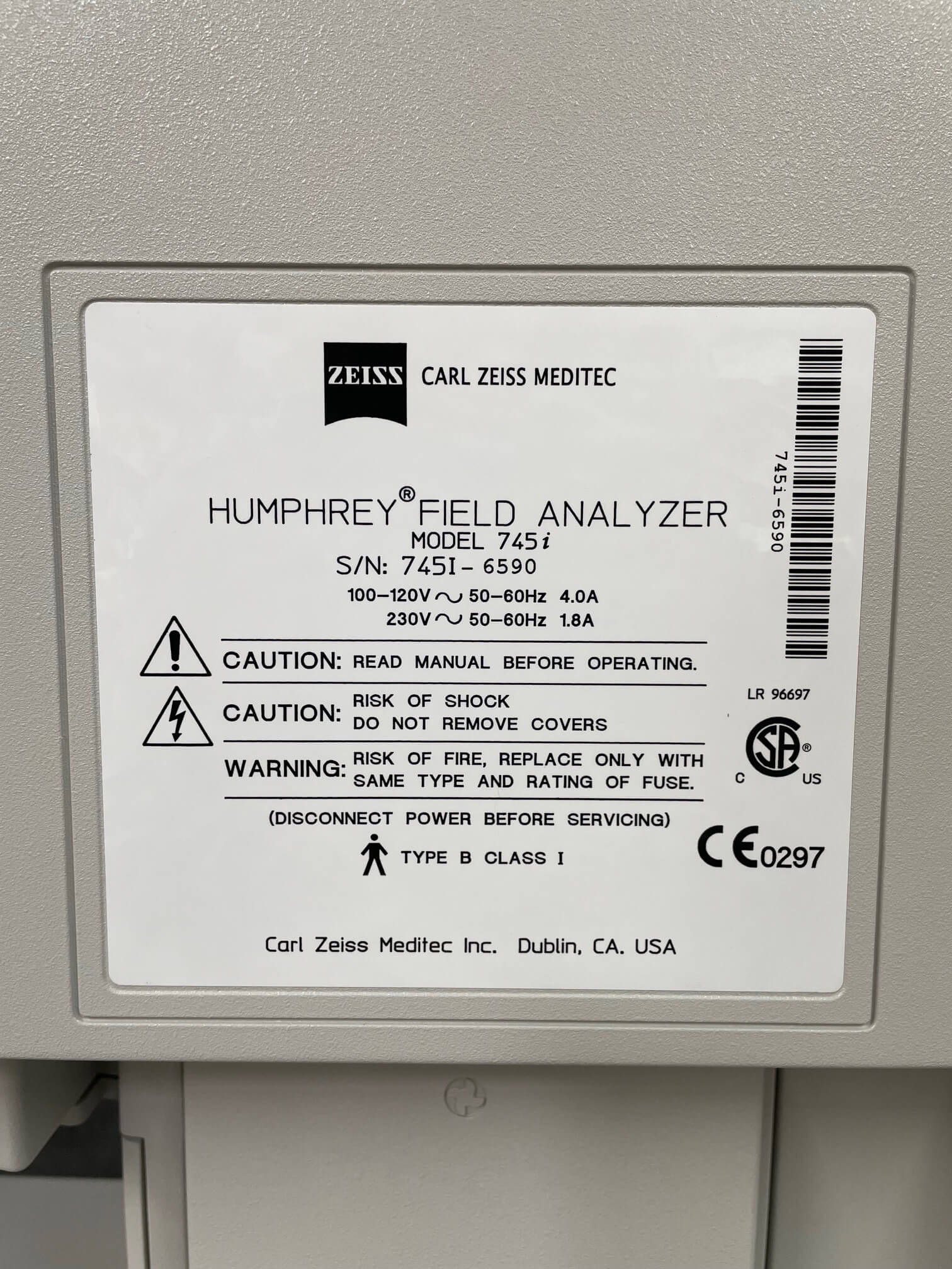Zeiss HFA 745i - Angelus Medical