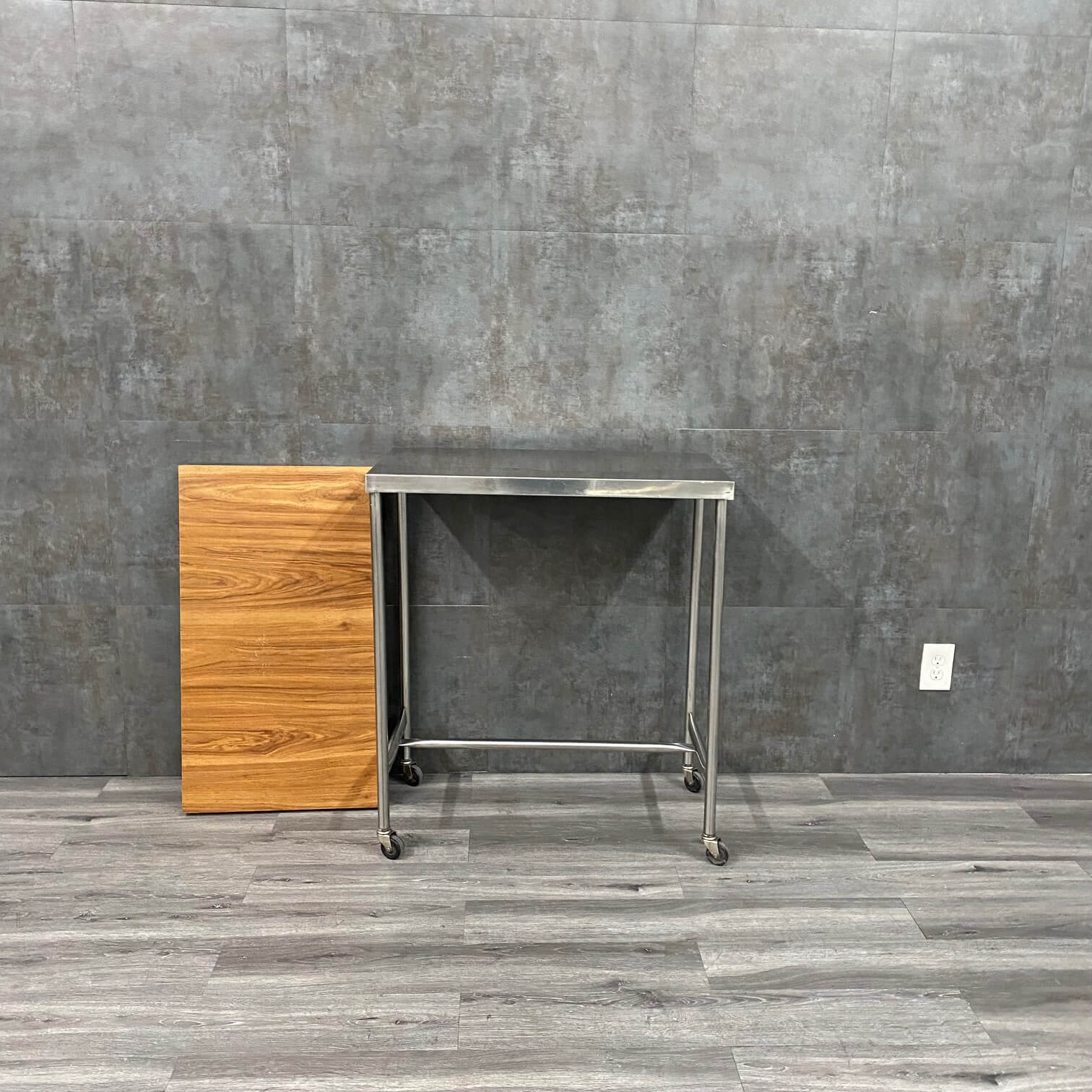 Turn Back Table Stainless Steel Mobile Back Table w Removable Top