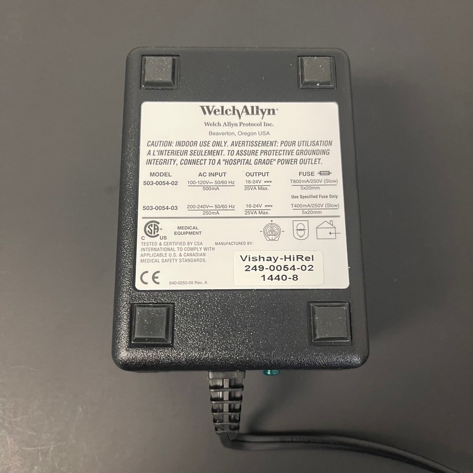 Welch Allyn 503-0054-02 power Adapter (New) - Welch Allyn -Angelus Medical