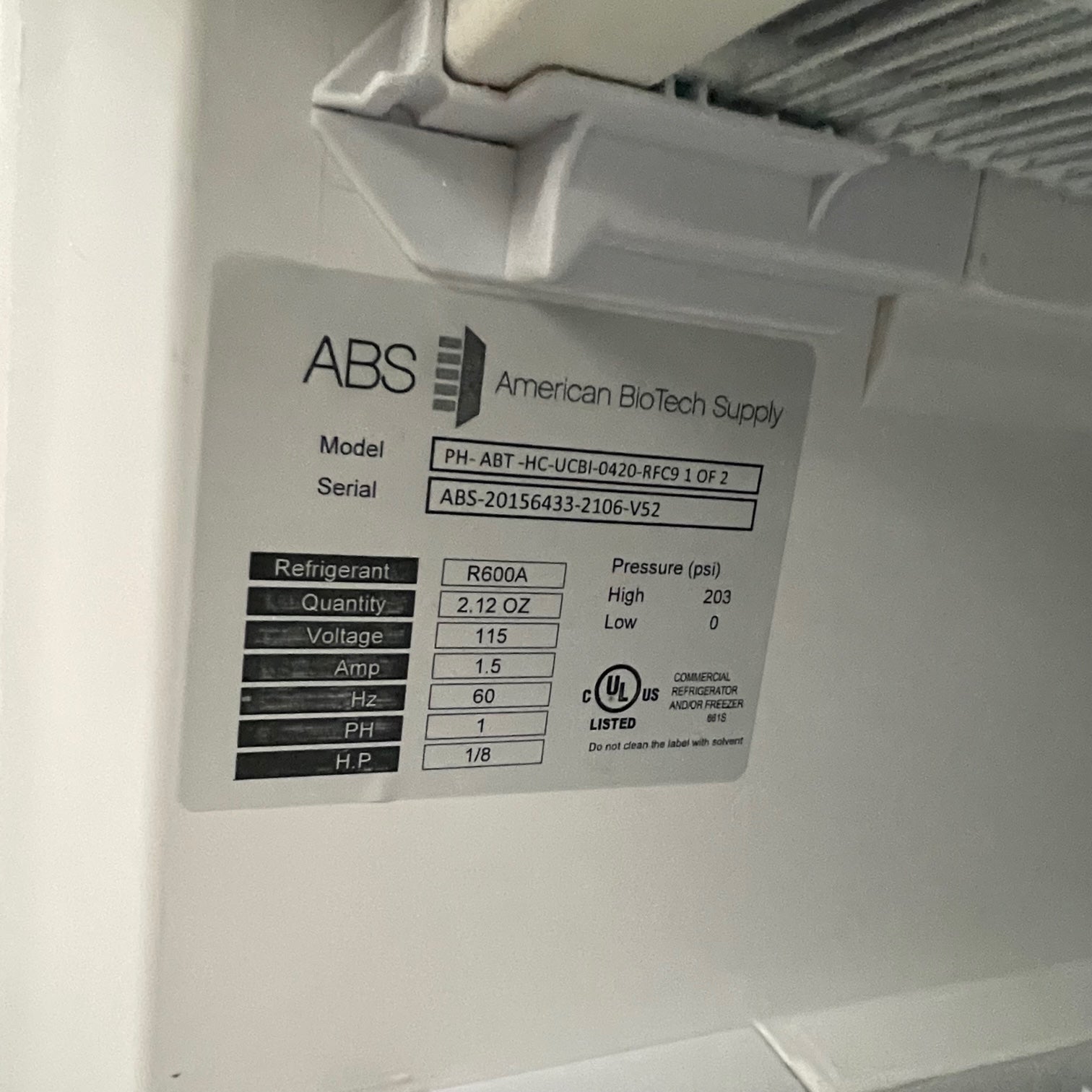 ABS Under Counter Pharmacy Freezer - ABS -Angelus Medical