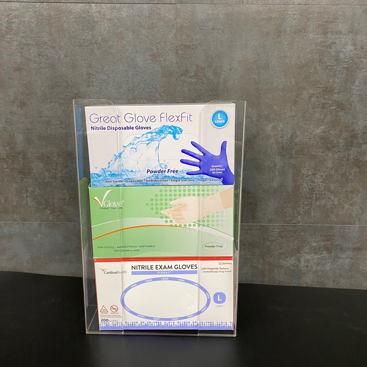 Acrylic 3 box Glove Holder Dispenser (New) - NMD -Angelus Medical