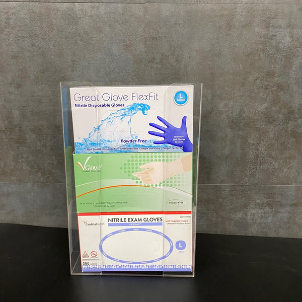 Acrylic Glove Box Holder Dispenser - Triple Dispenser