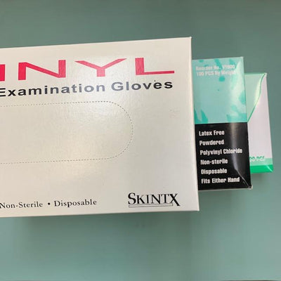 Assorted Box of 100 Powdered Vinyl (Latex Free) Gloves (New) - NMD -Angelus Medical