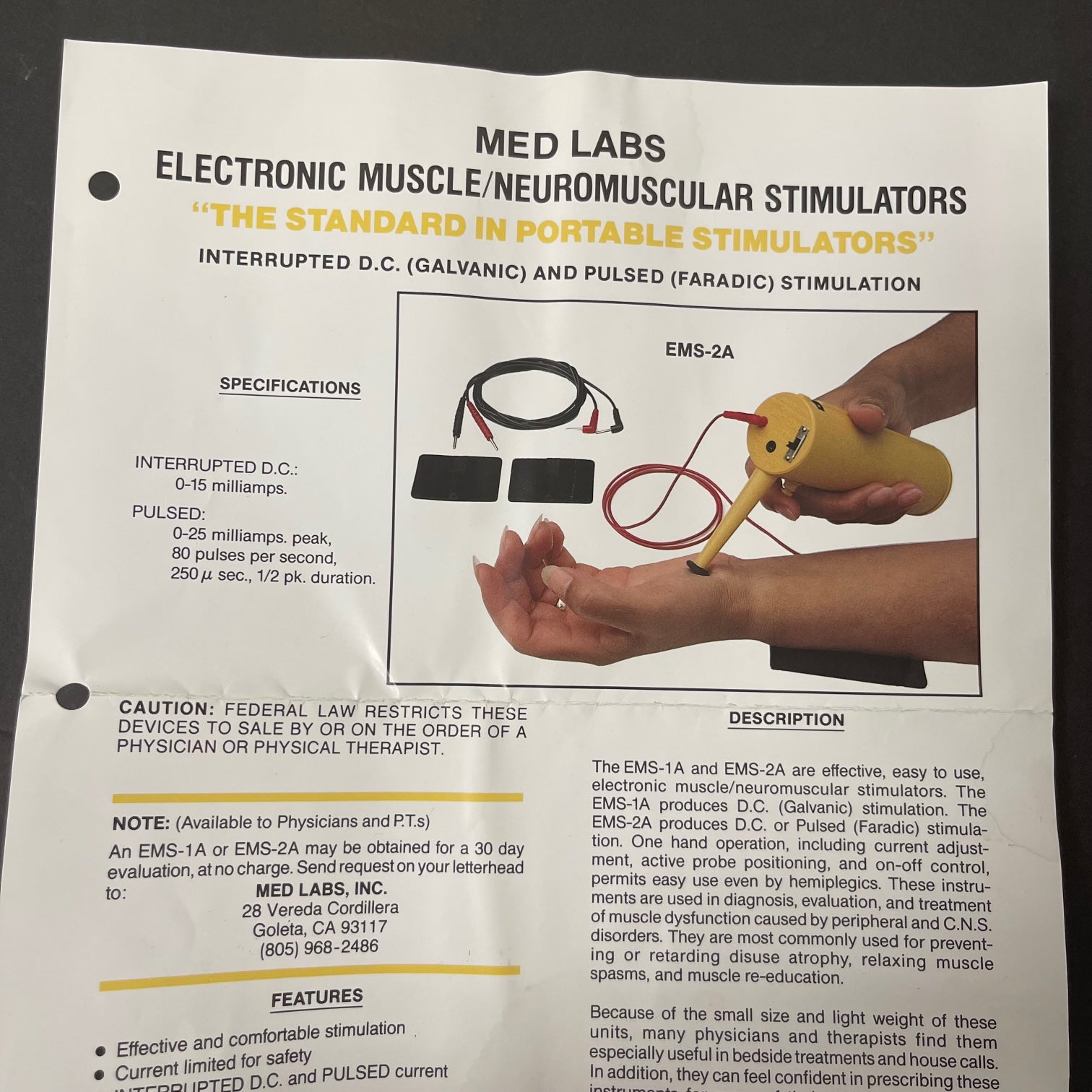 Electronic Muscle Stimulators EMC-2A (Used) - NMD -Angelus Medical
