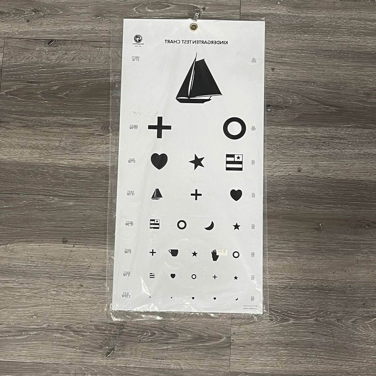 Kindergarten Eye Test Chart (New) - Angelus Medical and Optical -Angelus Medical