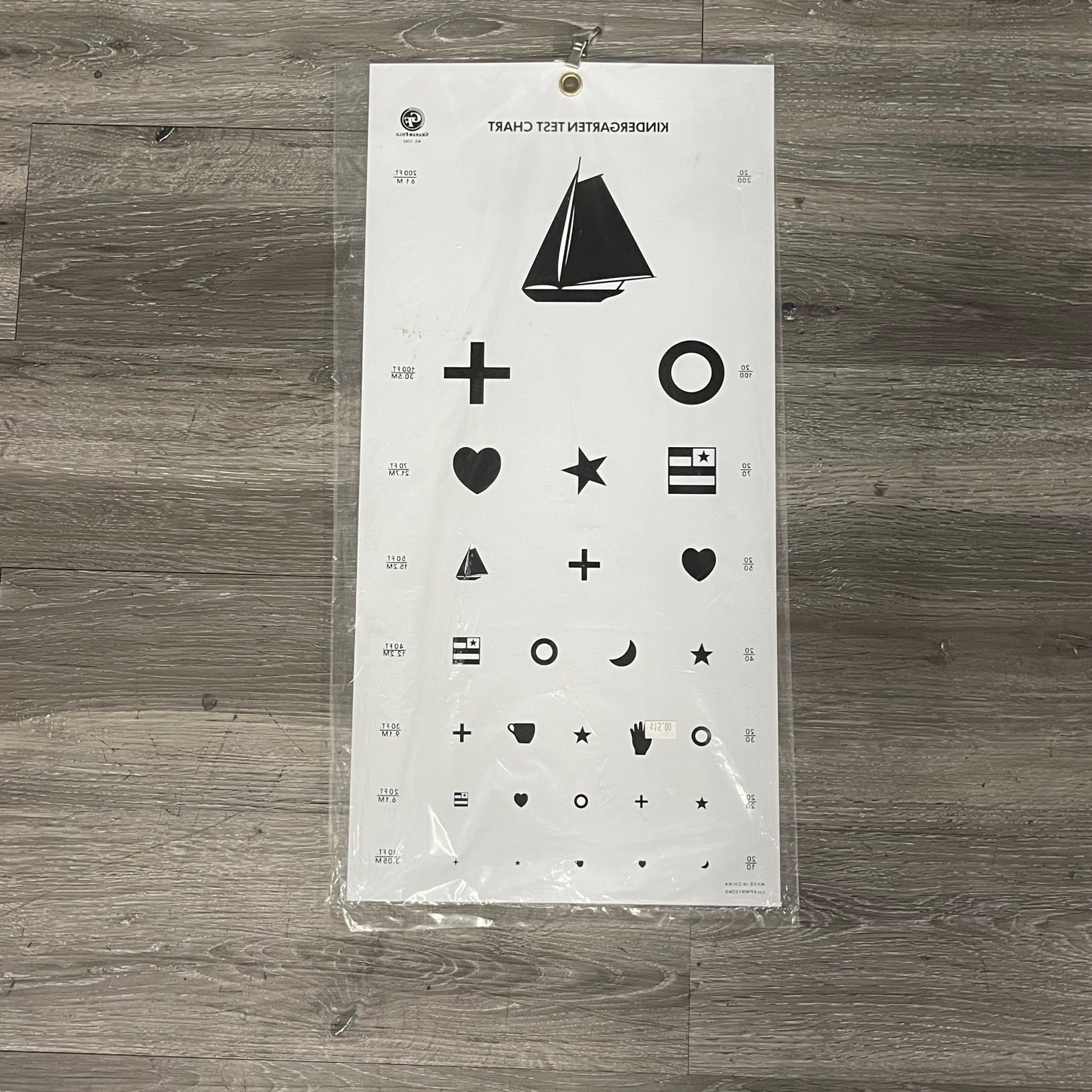 Kindergarten Eye Test Chart (New) - Angelus Medical and Optical -Angelus Medical