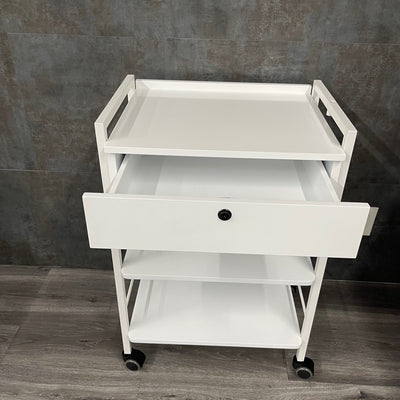 Mobile Medical Supply Cart with a Drawer and Lock (New) - Silver Fox -Angelus Medical