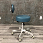 Pedigo Stool, Gas Cylinder, 5-Caster Aluminum Base, W/Back (New) - Pedigo -Angelus Medical