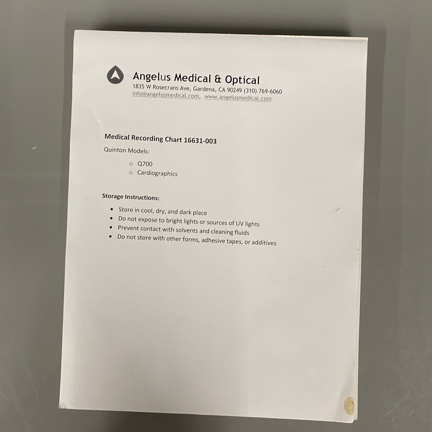 Quinton 16631 ECG Paper (New) - Quinton -Angelus Medical