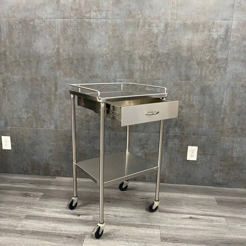 Stainless Steel Utility Table with Shelf and Drawer