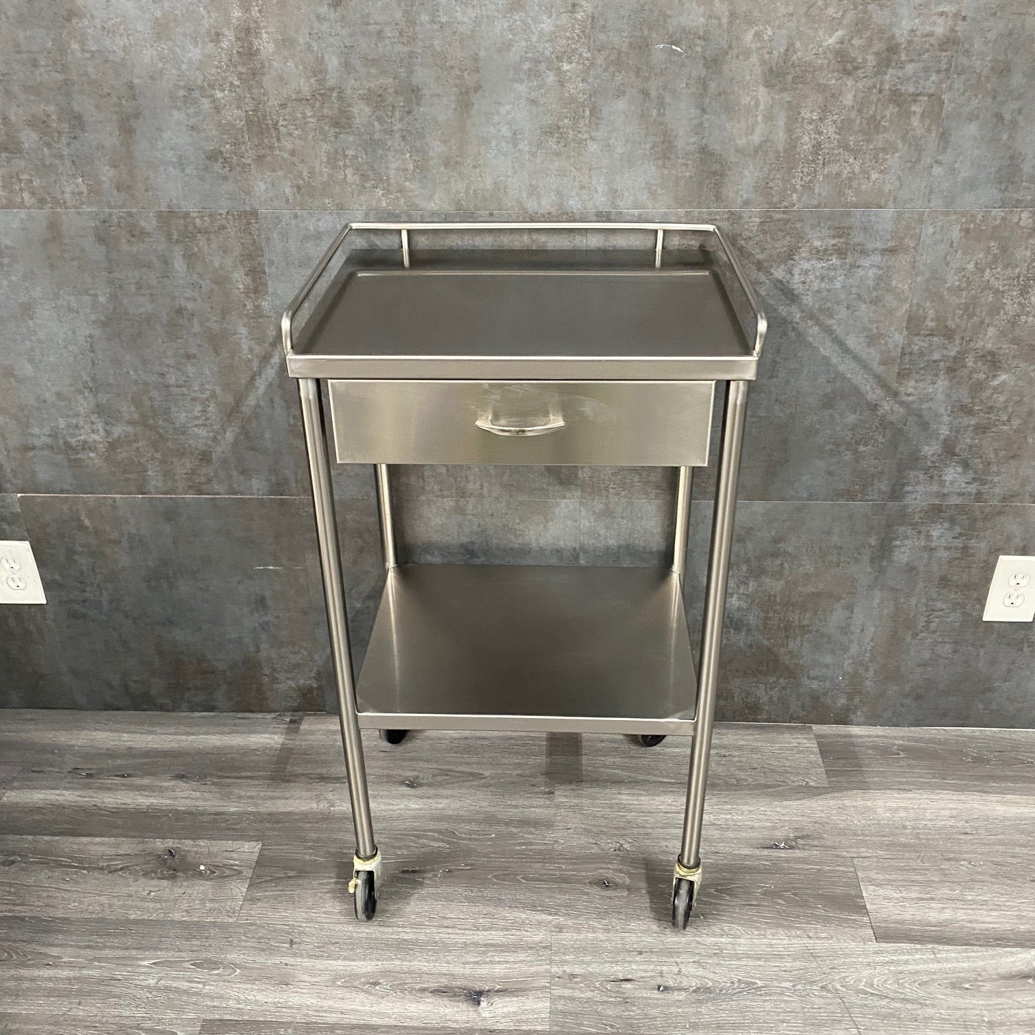 Stainless Steel Utility Table with Shelf and Drawer