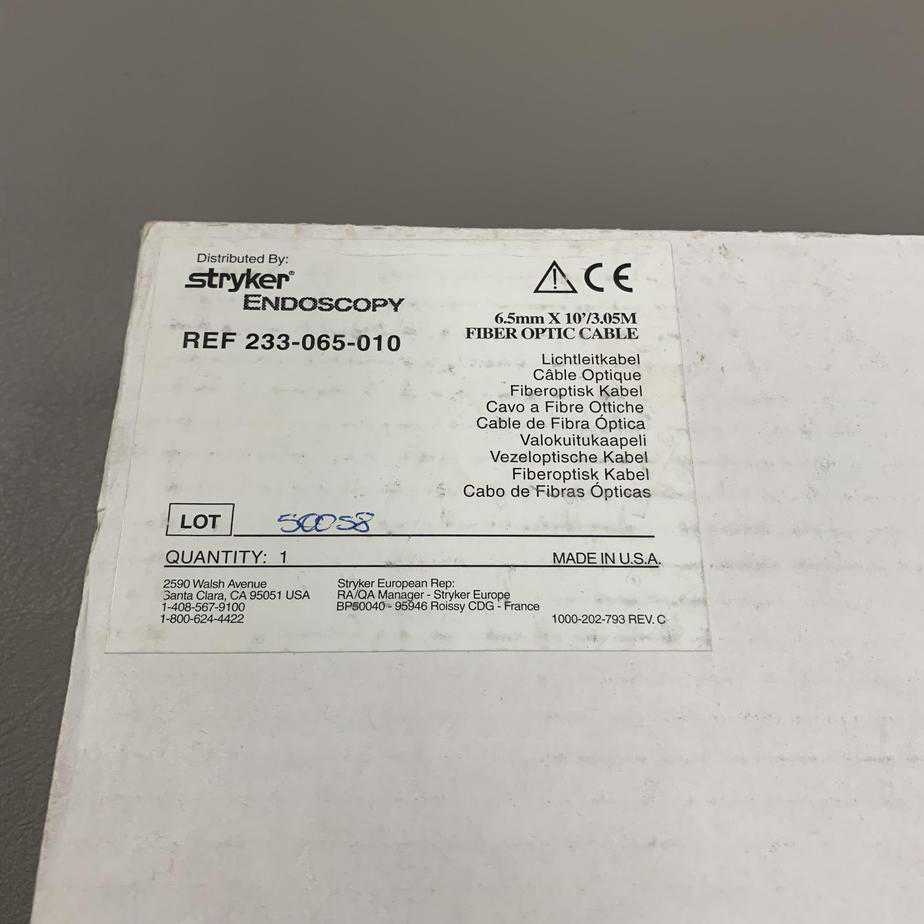 Stryker 233065010,Stryker Light Source Fiber Optic Cable, Angelus