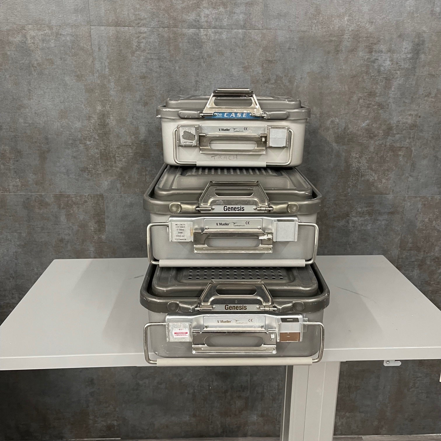 V. Mueller Sterilization Container Genesis Set of 3 (Used) - V. Mueller -Angelus Medical