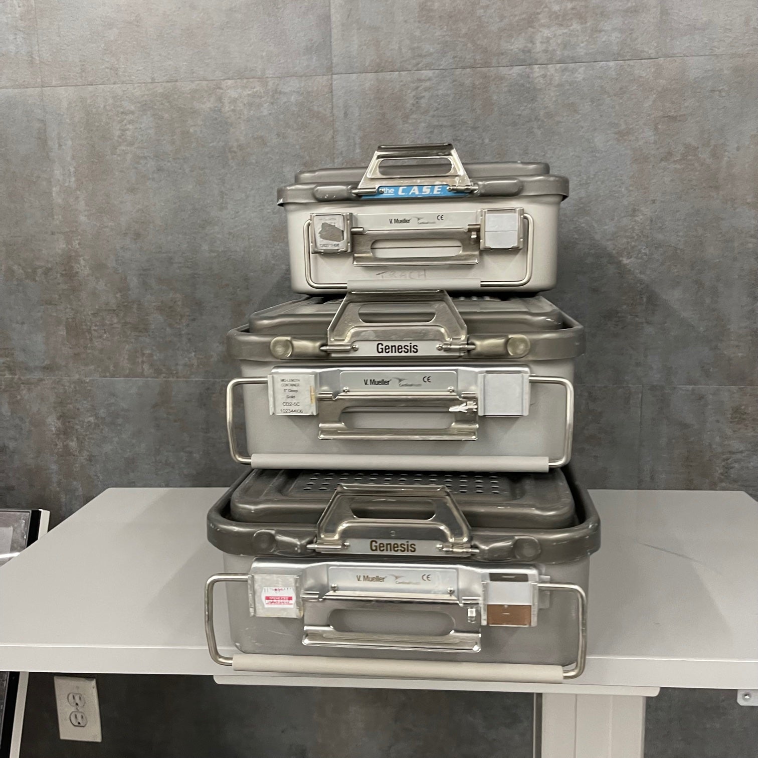 V. Mueller Sterilization Container Genesis Set of 3 (Used) - V. Mueller -Angelus Medical