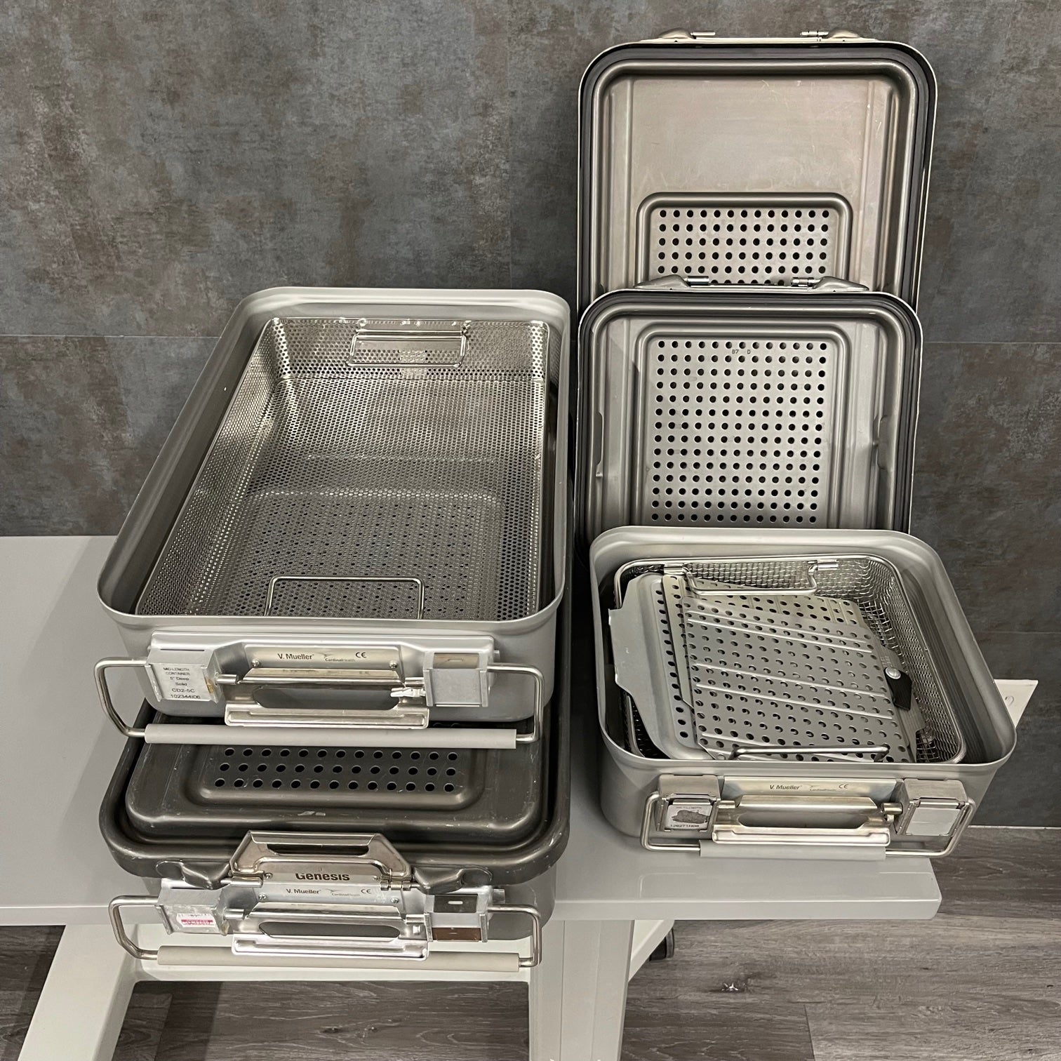 V. Mueller Sterilization Container Genesis Set of 3 (Used) - V. Mueller -Angelus Medical