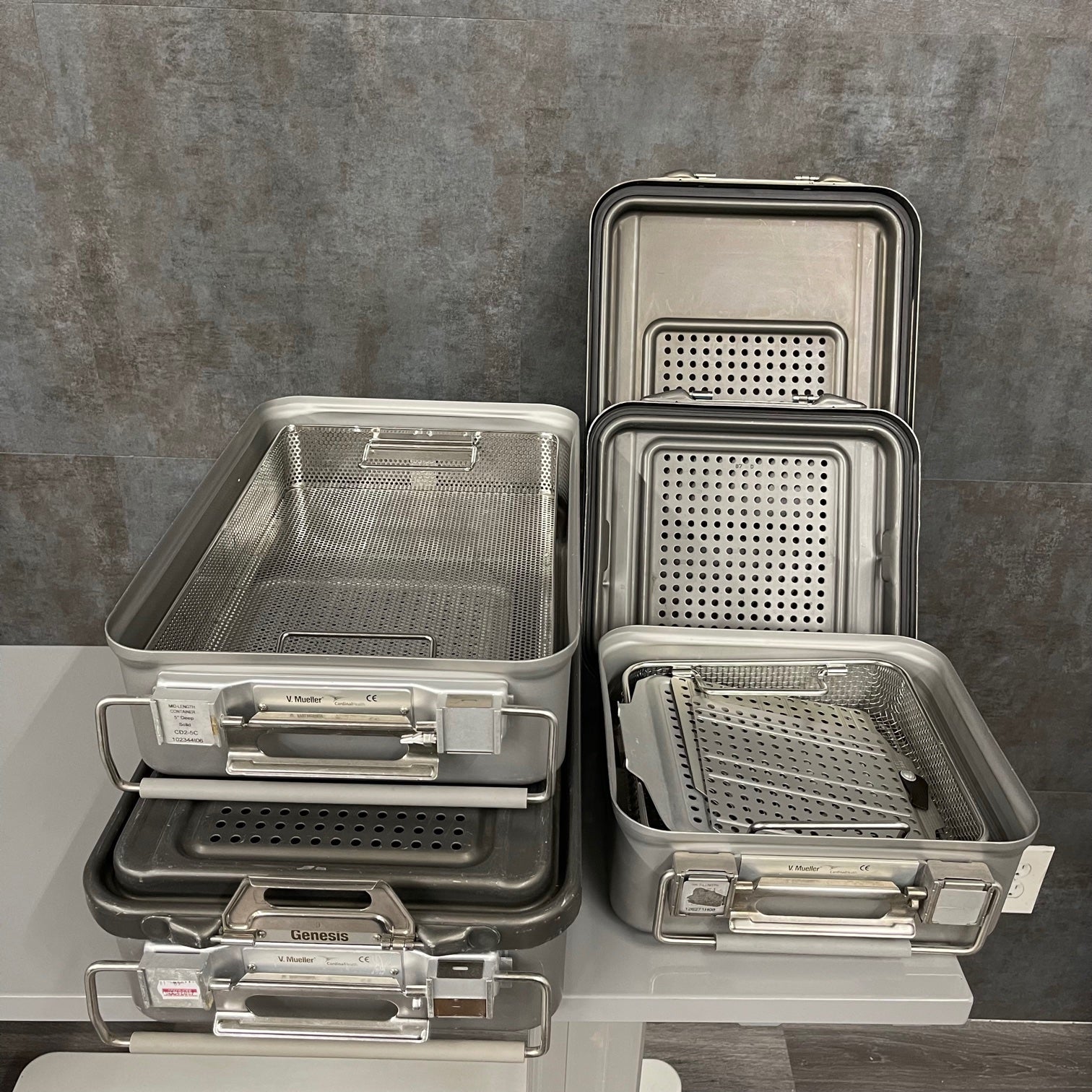 V. Mueller Sterilization Container Genesis Set of 3 (Used) - V. Mueller -Angelus Medical