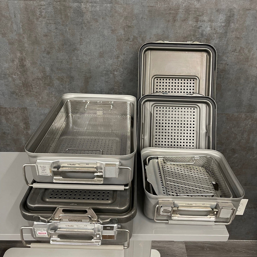 V. Mueller Sterilization Container Genesis Set of 3 (Used) - V. Mueller -Angelus Medical