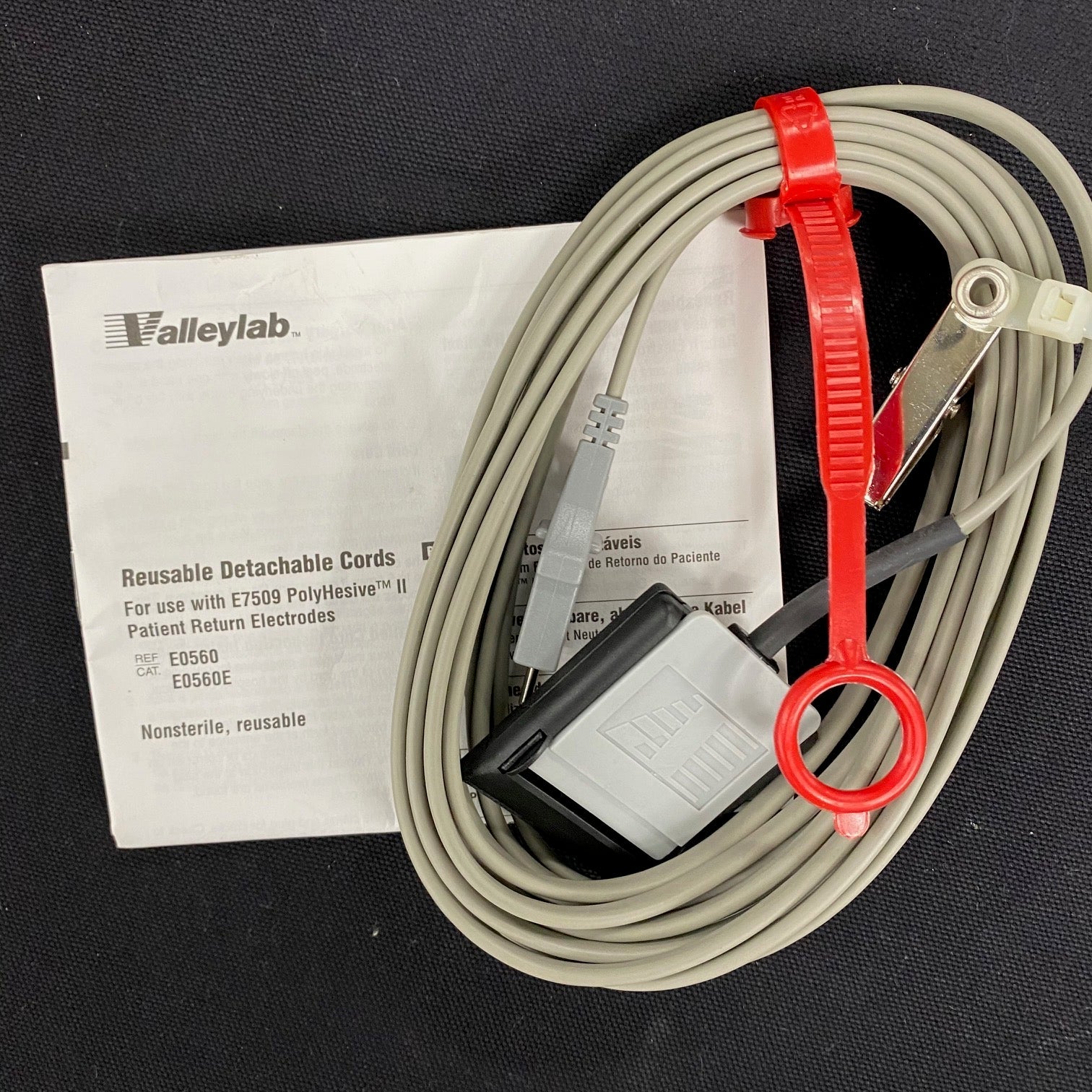 Valleylab REM patient return Reusable Electrode Cord- E0560