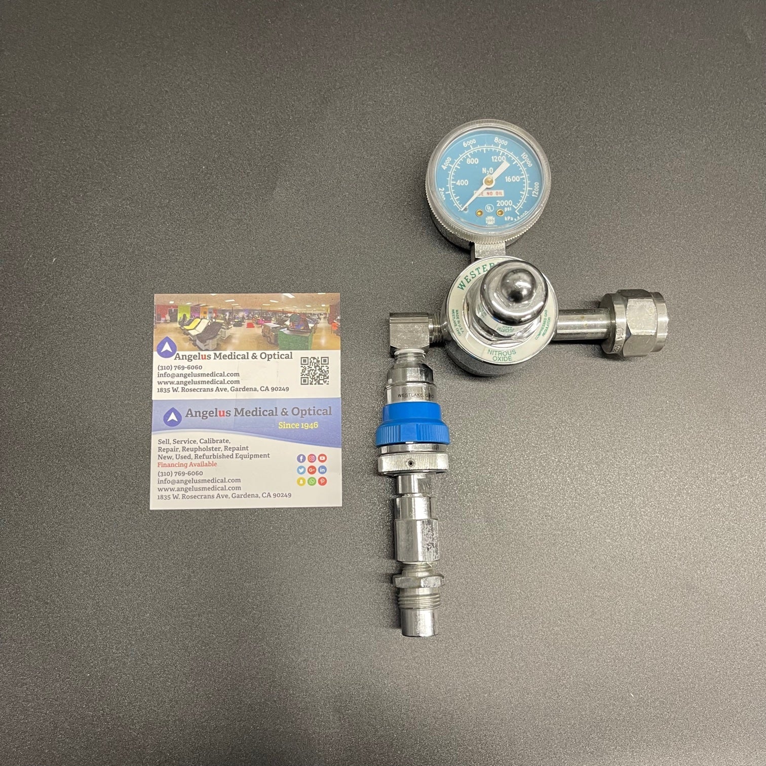 Western NO2 Nitrous oxide gas regulator (New) - Western Medical -Angelus Medical